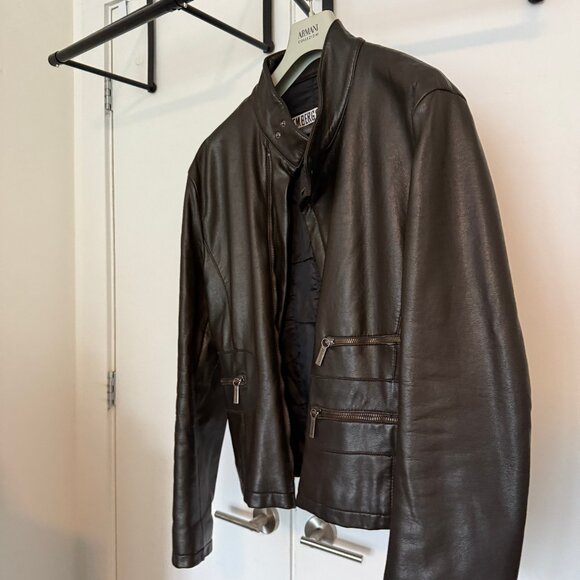 Dirk Bikkembergs Multi Back Zip Vegan Leather Bomber Jacket